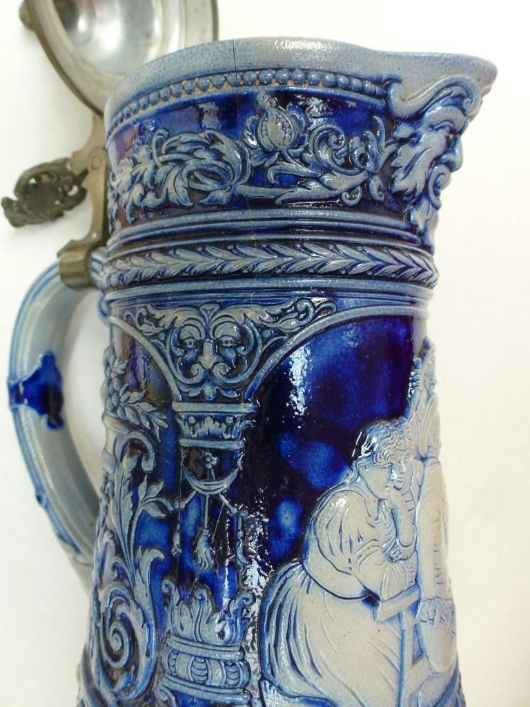 grote kruik met tinnen ( ? ) deksel, Ophalen of Verzenden