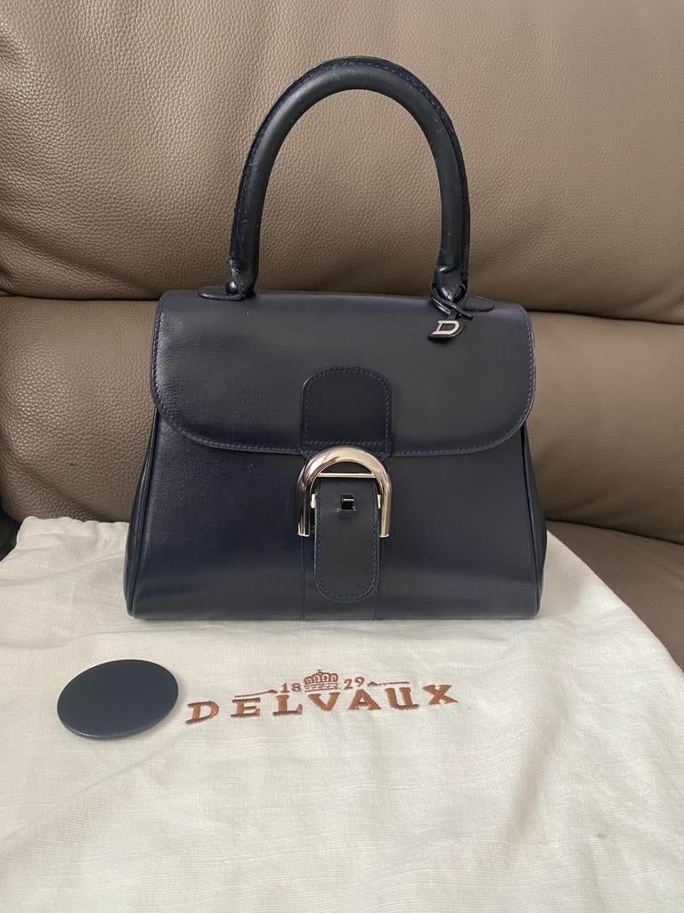 Sac à main Delvaux Brillant PM bleu foncé vintage, Bijoux, Sacs & Beauté, Enlèvement, Comme neuf, Bleu, Sac à main