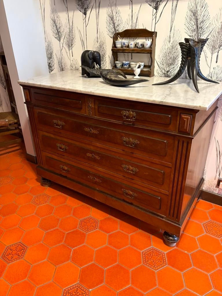 Commode met marmeren blad., Antiek en Kunst, Antiek | Meubels | Kasten, Ophalen
