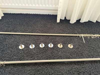 2 edelstaal/RVS gordijnroedes, Huis en Inrichting, Stoffering | Gordijnen en Lamellen, Nieuw, Minder dan 100 cm, 200 cm of meer