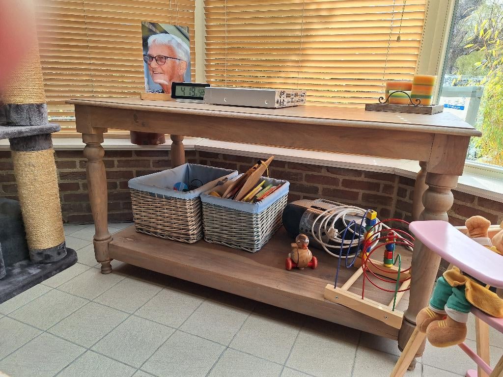 Eiken side tafel, Ophalen, Zo goed als nieuw, 75 cm of meer, 60 cm of meer