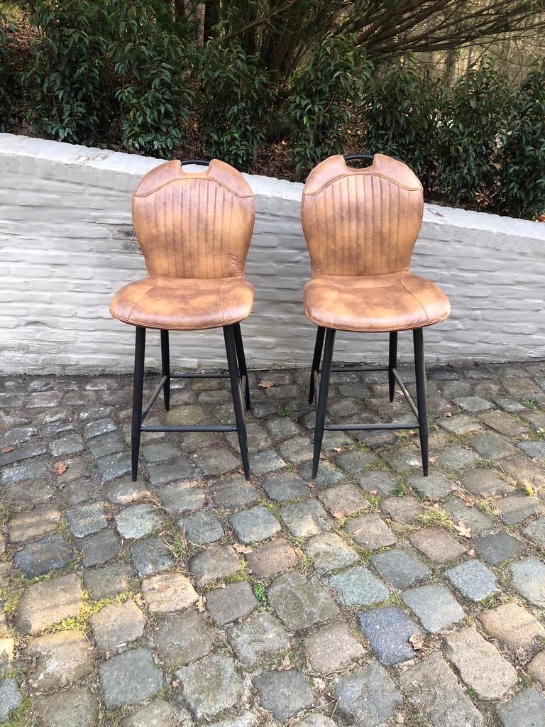 Congnac kleurige , lederen barstoelen, Enlèvement, Comme neuf