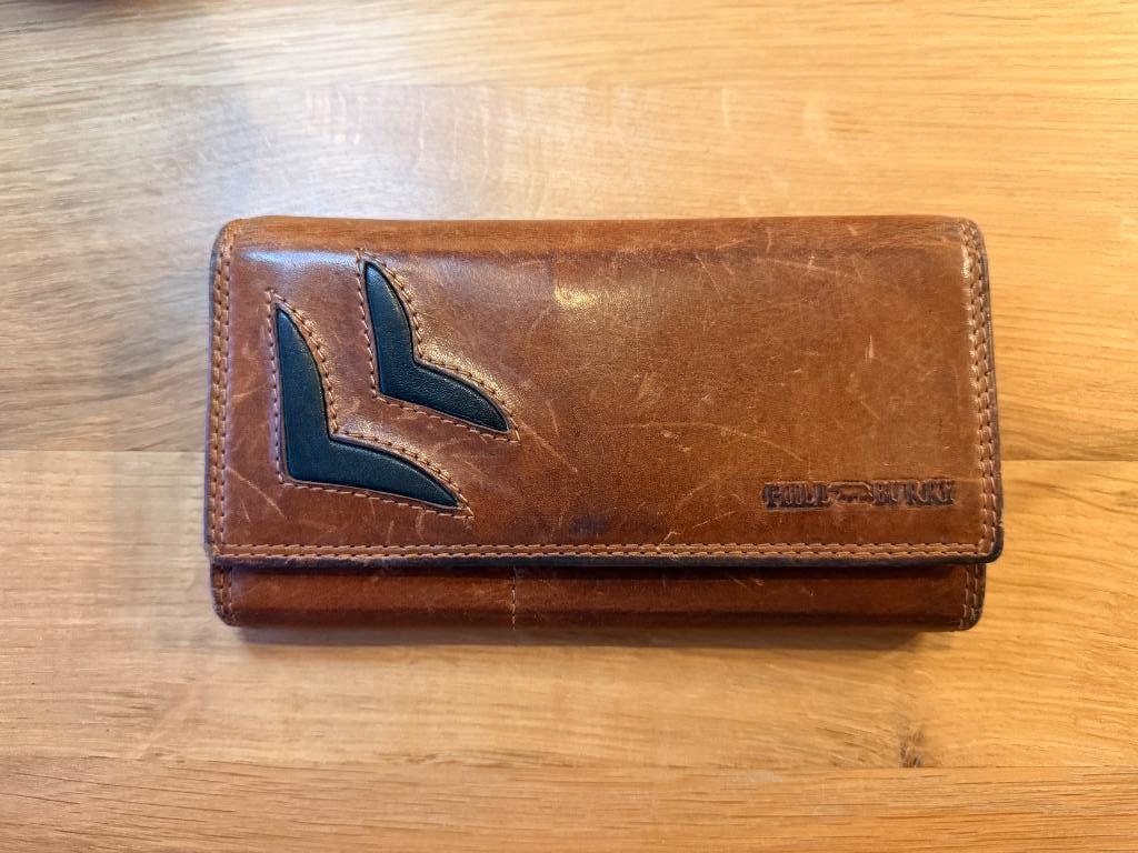 Bruine Lederen Portefeuille Hill Burry, Handtassen en Accessoires, Portemonnees, Bruin, Zo goed als nieuw, Leder, Ophalen