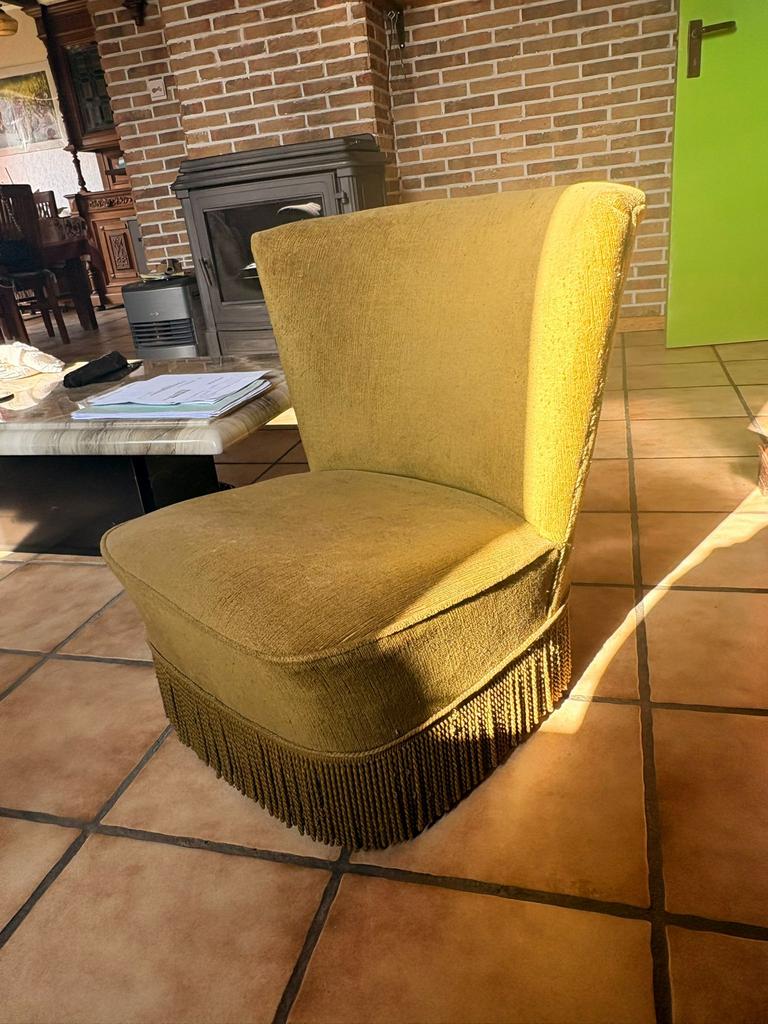 Fauteuil cocktail vintage avec franges style rétro années 60, Enlèvement, Comme neuf
