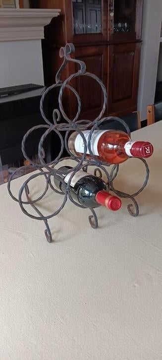 Antiek smeedijzeren wijn rekje, Huis en Inrichting, Overige materialen, Gebruikt, 5 tot 15 flessen, Ophalen of Verzenden