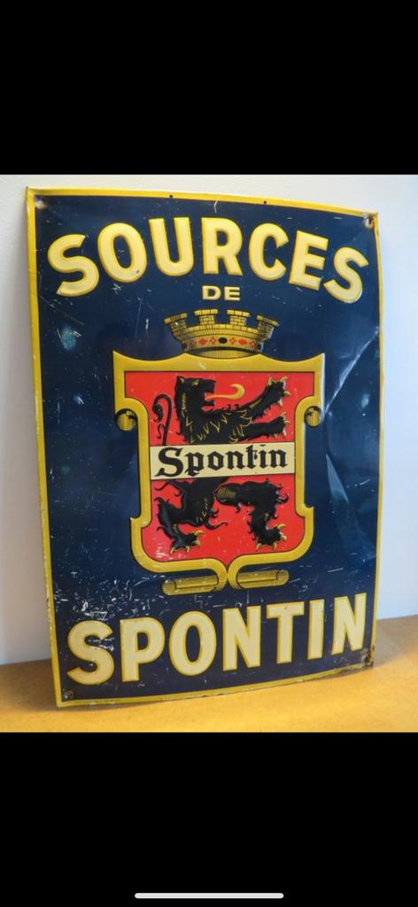 Rare plaque publicitaire ancienne Sources de Spontin 1937, Collections, Enlèvement ou Envoi, Comme neuf