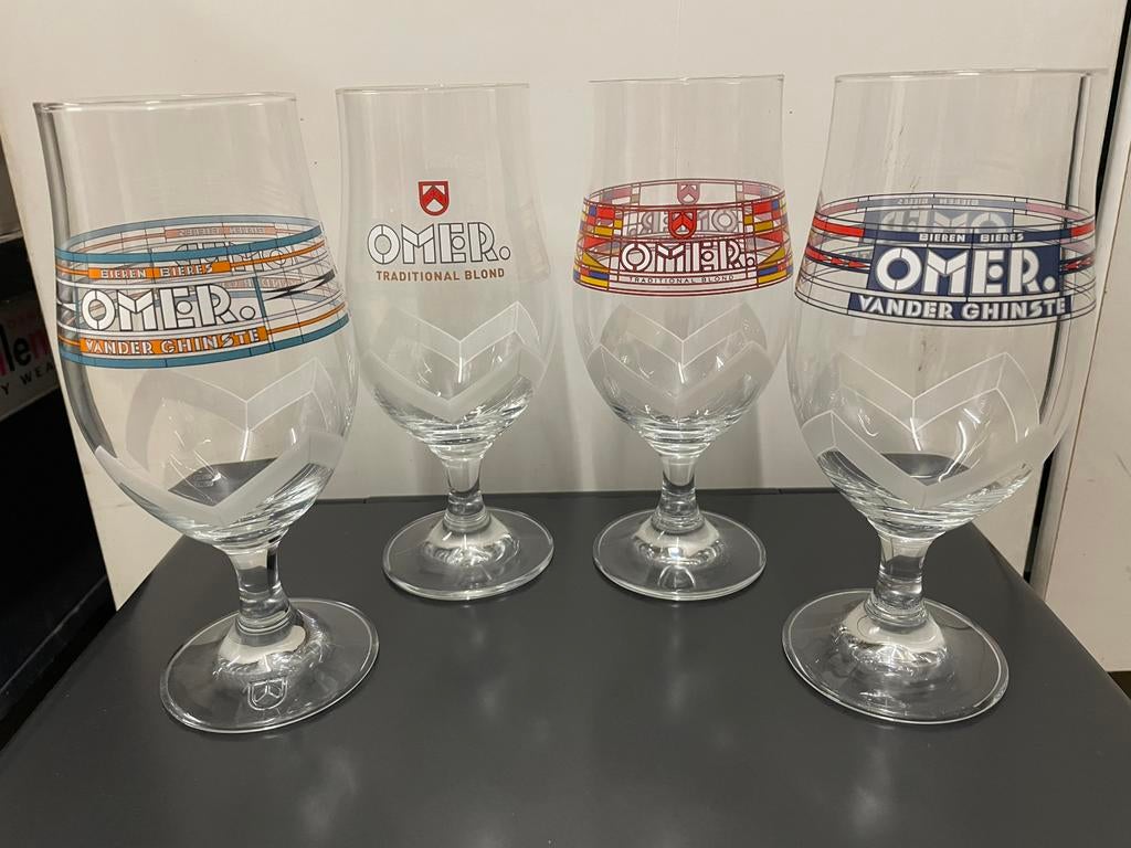 Verschillende OMER glazen, Verzamelen, Biermerken, Ophalen, Zo goed als nieuw