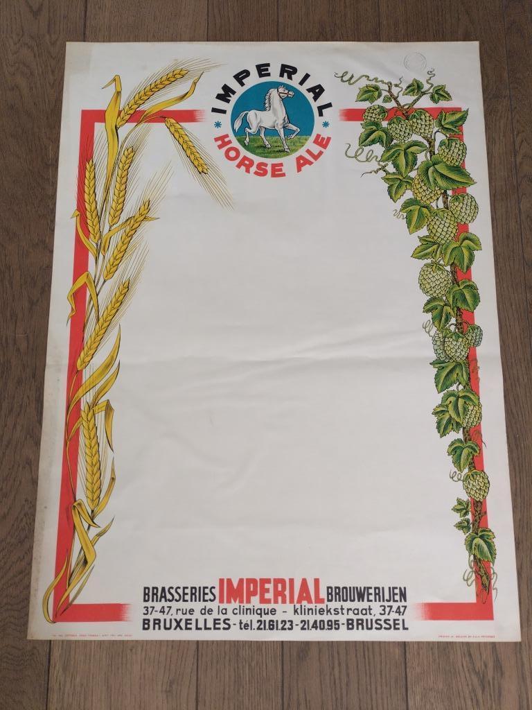 Affiche imperial horse ale brouwerij bier, Verzamelen, Biermerken, Verzenden, Zo goed als nieuw, Reclamebord, Plaat of Schild