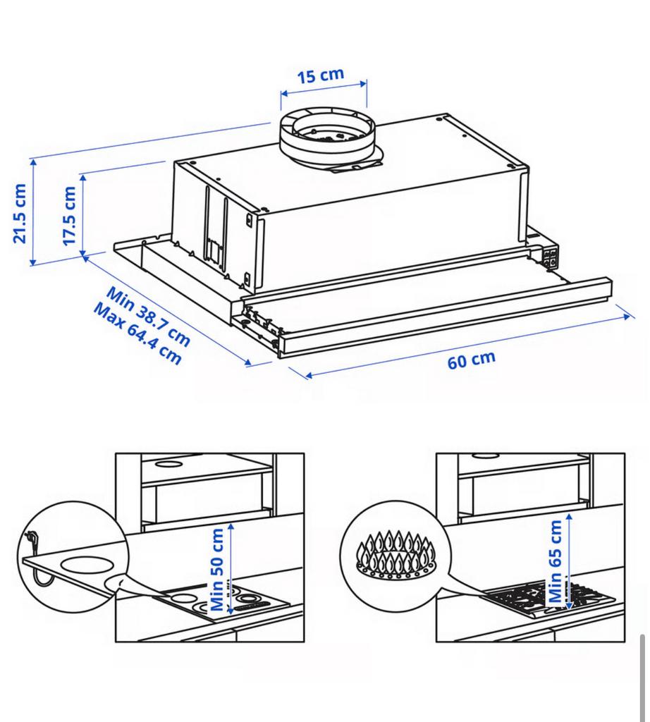 Damkap ikea 2 jaar oud, Elektronische apparatuur, Afzuigkappen, Ophalen, Zo goed als nieuw