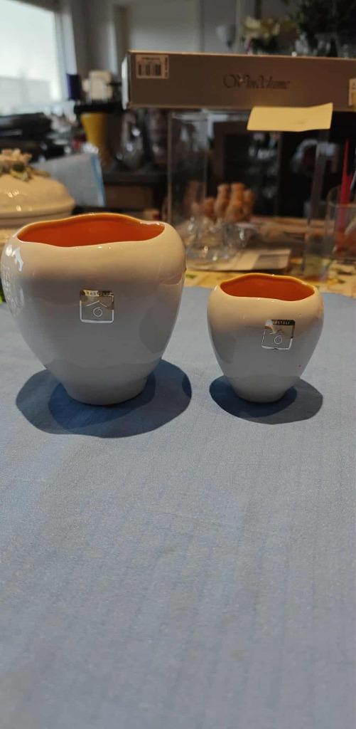 Bloempotjes potjes merk Rasteli wit/oranje, Rond, Binnen, Ophalen of Verzenden, Zo goed als nieuw