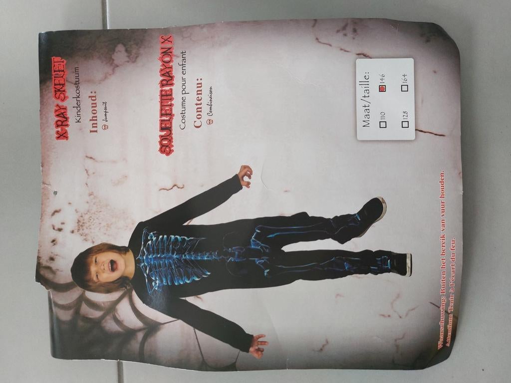 Kinderkostuum Skelet - Maat 146, Ophalen of Verzenden, Zo goed als nieuw