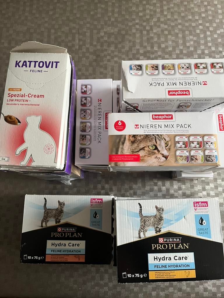 Nierdieetvoeding kat, Ophalen, Nieuw