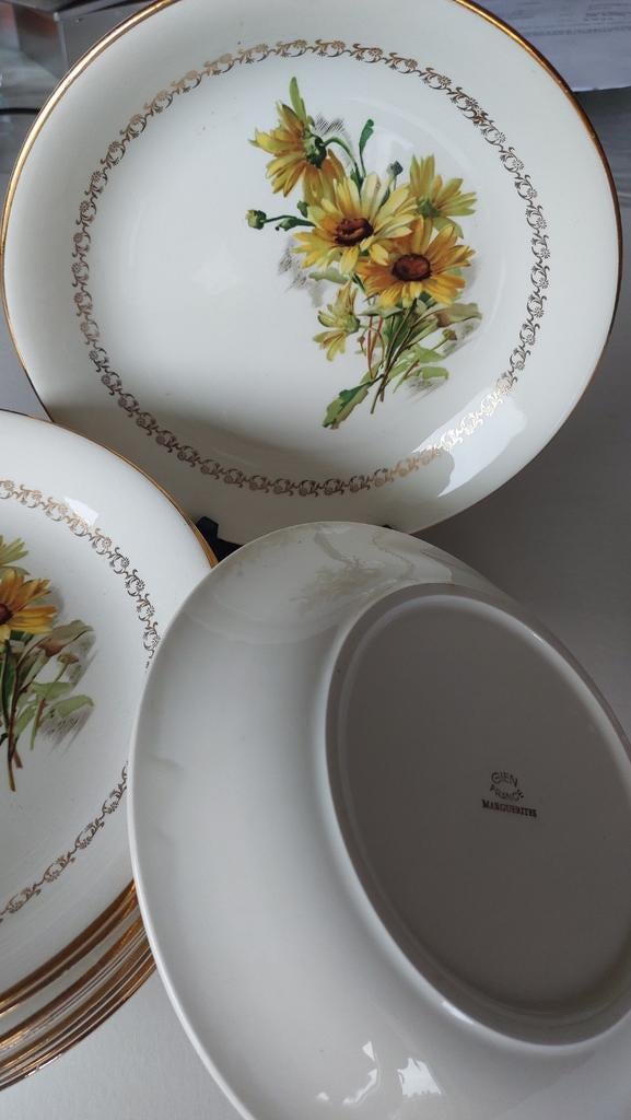 Lot de 6 magnifiques assiettes à soupe Marguerite Gien, Enlèvement ou Envoi