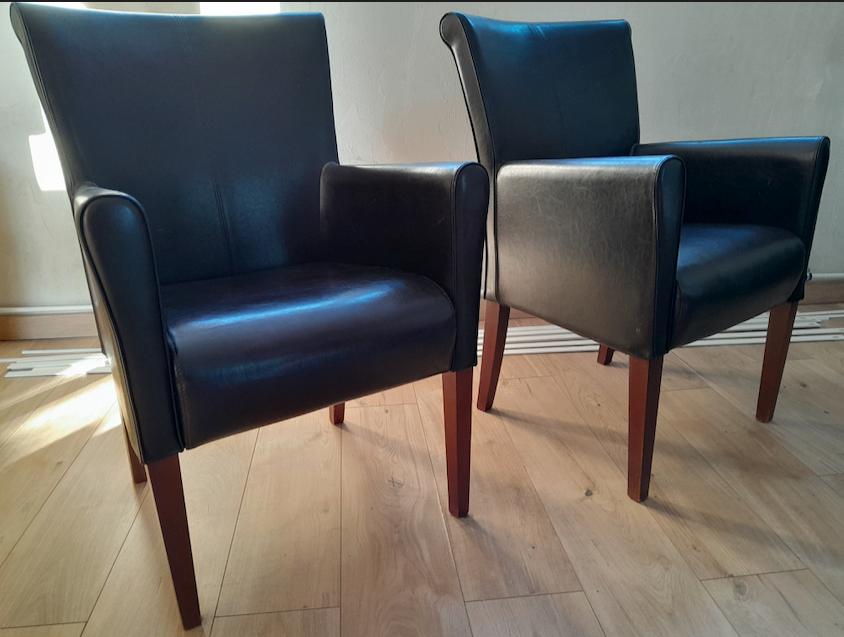 2 fauteuils cuir, Ophalen, Gebruikt, Minder dan 75 cm, Leer