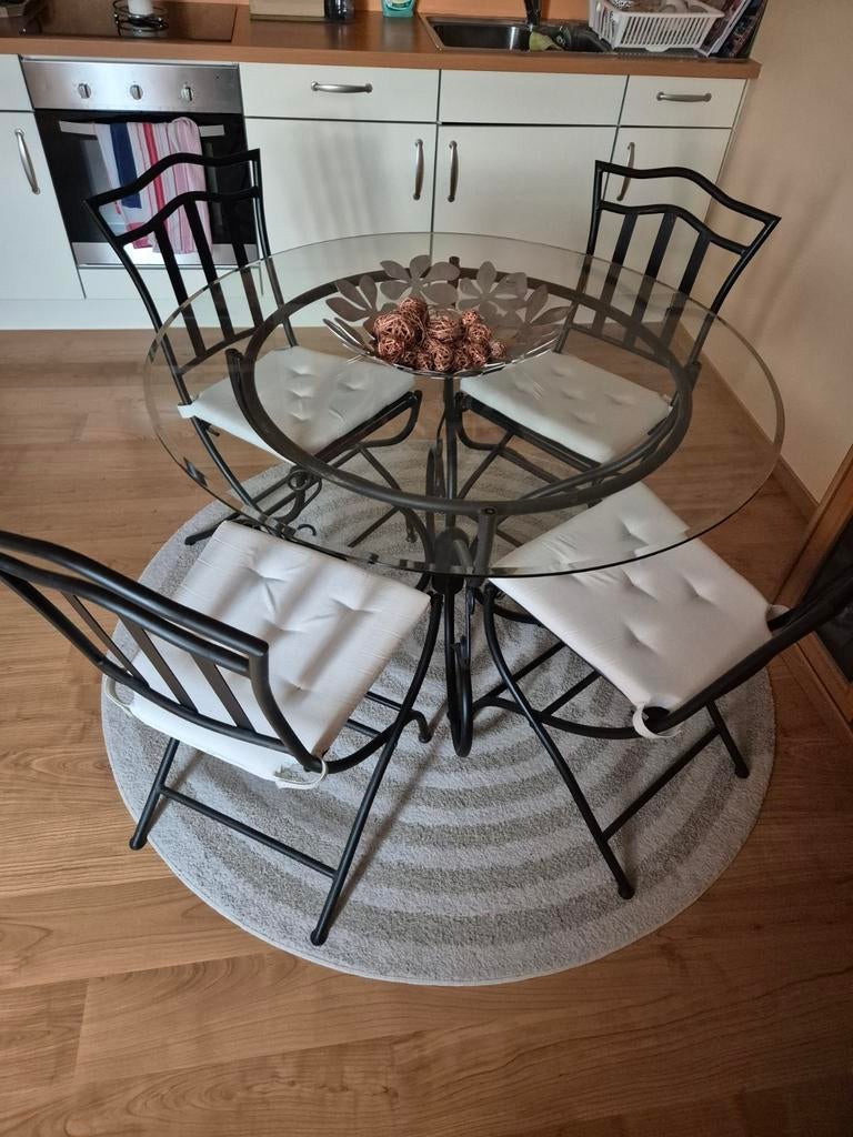 Table et 4 chaises en fer forgé, Enlèvement ou Envoi