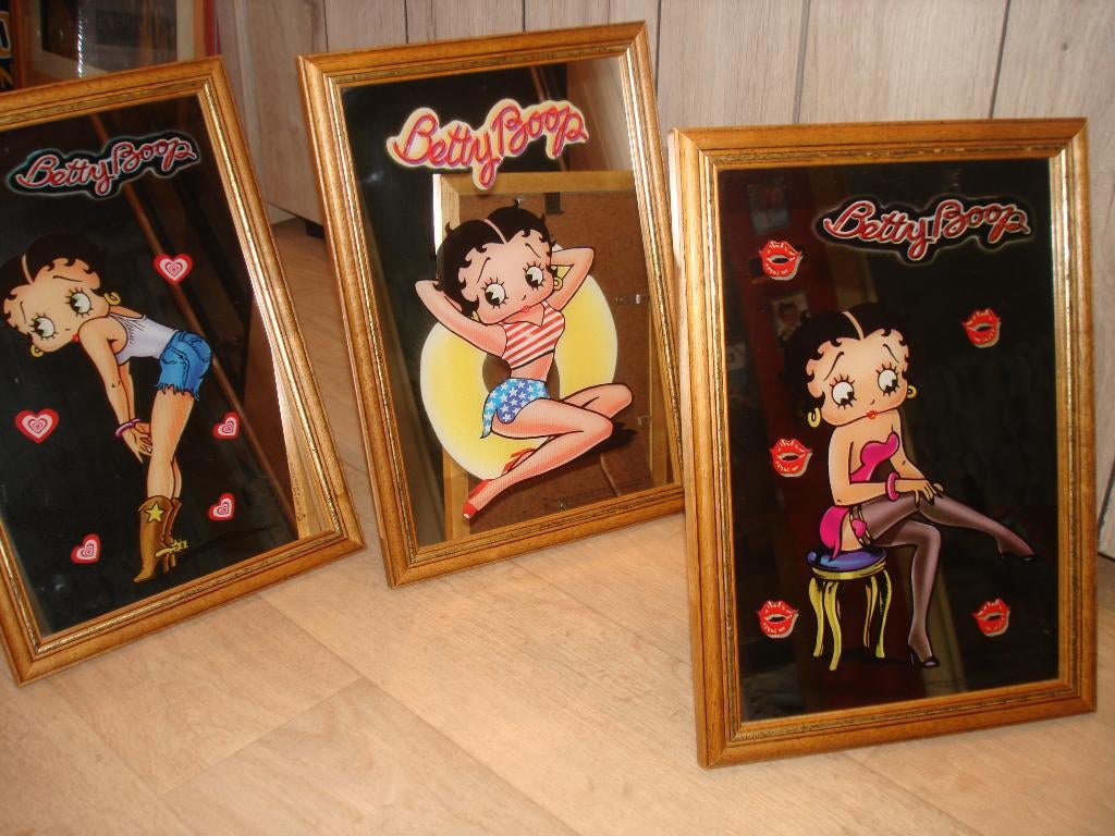 Miroirs « 3 pièces » Betty Boop, Maison & Meubles, Enlèvement ou Envoi, Comme neuf, Rectangulaire
