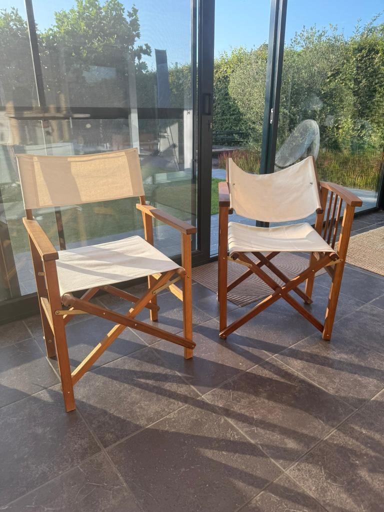 2 regisseurs stoelen opklapbaar, Huis en Inrichting, Gebruikt, Twee, Geen idee, Wit