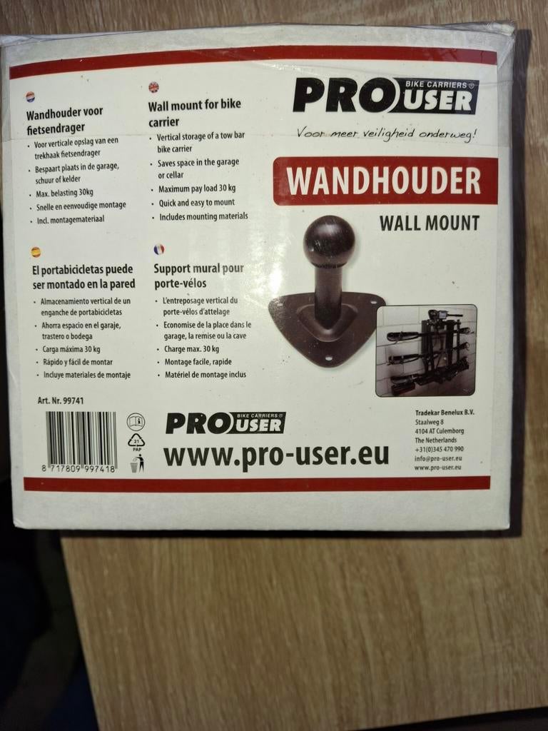 Wandhouder fietsrek pro user, Auto diversen, Fietsendragers, Ophalen, Nieuw