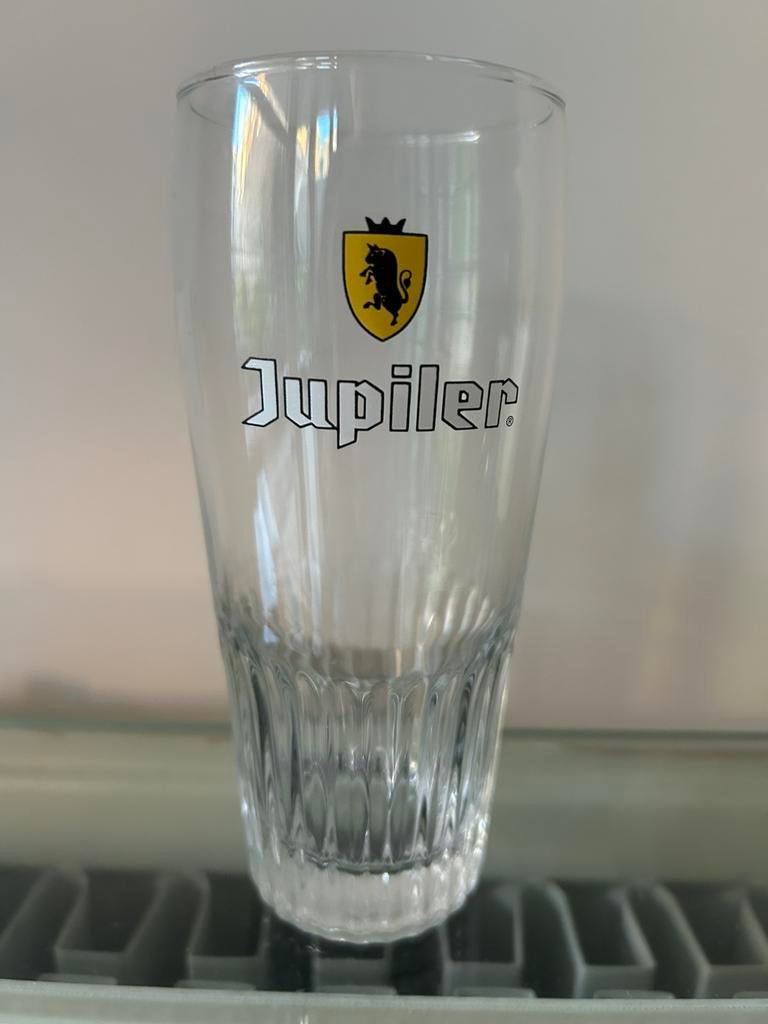 Bierglazen Jupiler 25cl geel logo, Ophalen, Zo goed als nieuw, Jupiler