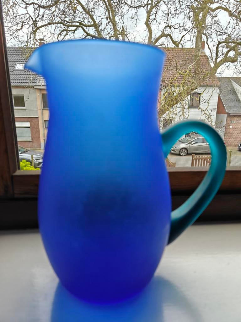 Glazen vaas /kan., Ophalen of Verzenden, Zo goed als nieuw, Blauw, Glas
