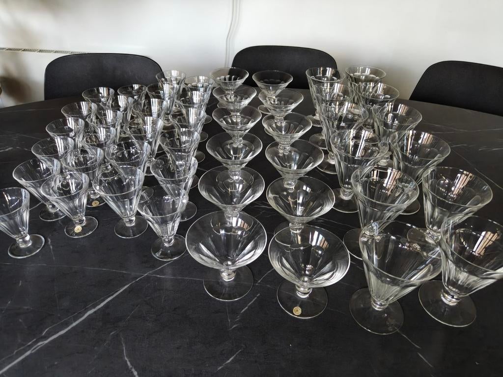 Val Saint Lambert - Glasservies - Eurel - 48+5 stuks, Antiek en Kunst, Antiek | Glaswerk en Kristal, Ophalen