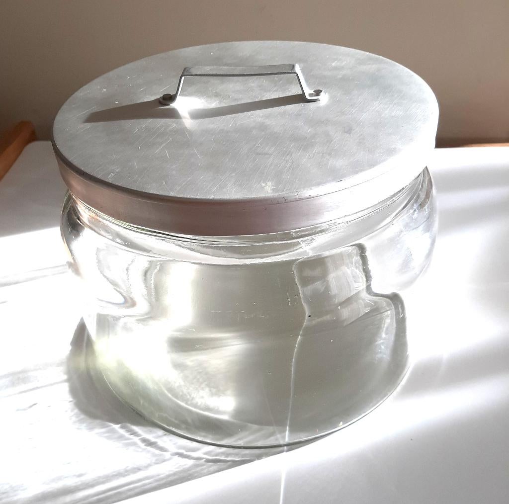 Te koop: Leuke glazen koekjestrommel, prima staat!, Ophalen, Zo goed als nieuw, Glas, Kom(men)