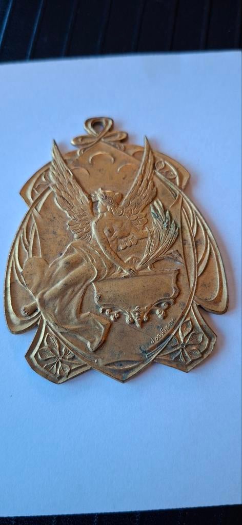 Bronzen medaille/plaquette Art-Nouveau stijl, Postzegels en Munten, Penningen en Medailles, Ophalen of Verzenden