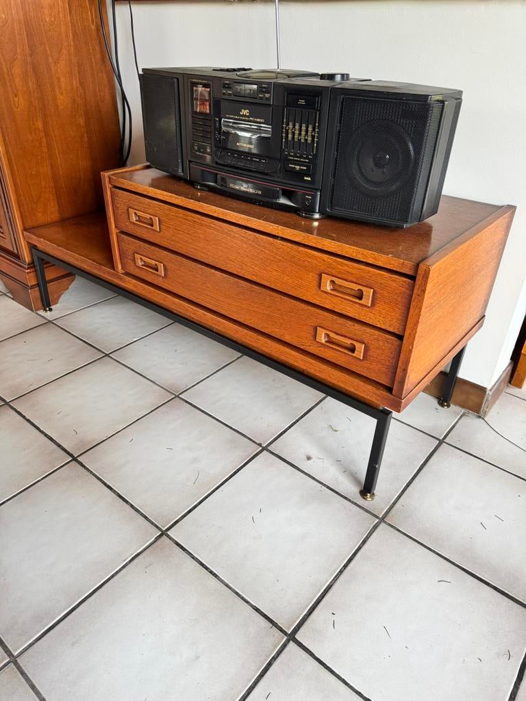 Vintage teak platenspelermeubel, Huis en Inrichting, Ophalen, Gebruikt