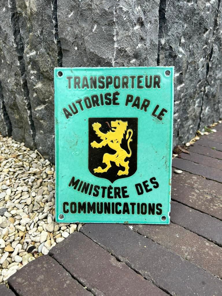 Emaillebord transporteur communications, Verzamelen, Ophalen, Gebruikt, Reclamebord