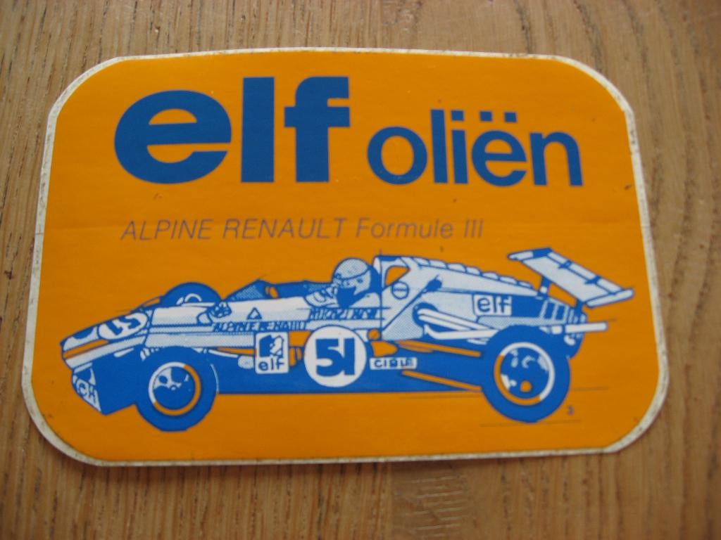 Vintage Sticker elf olien Alpine Renault Formule III, Ophalen of Verzenden, Nieuw, Auto of Motor