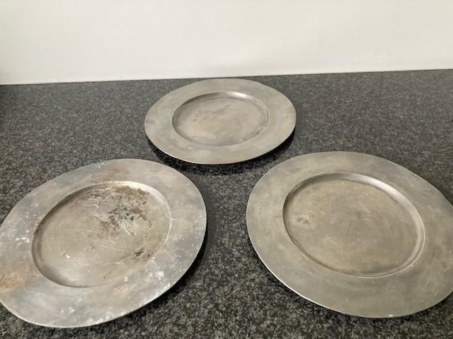3 oude tinnen borden, Antiek en Kunst, Ophalen of Verzenden