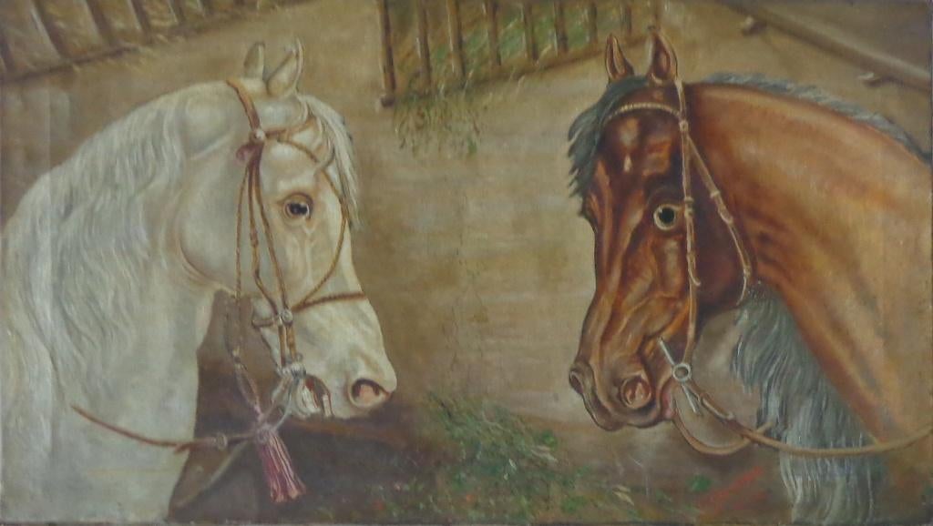 G. DUWAERTS / PAARDEN / OLIEVERF DOEK / 40x70cm SIG CHASSIS, Enlèvement ou Envoi