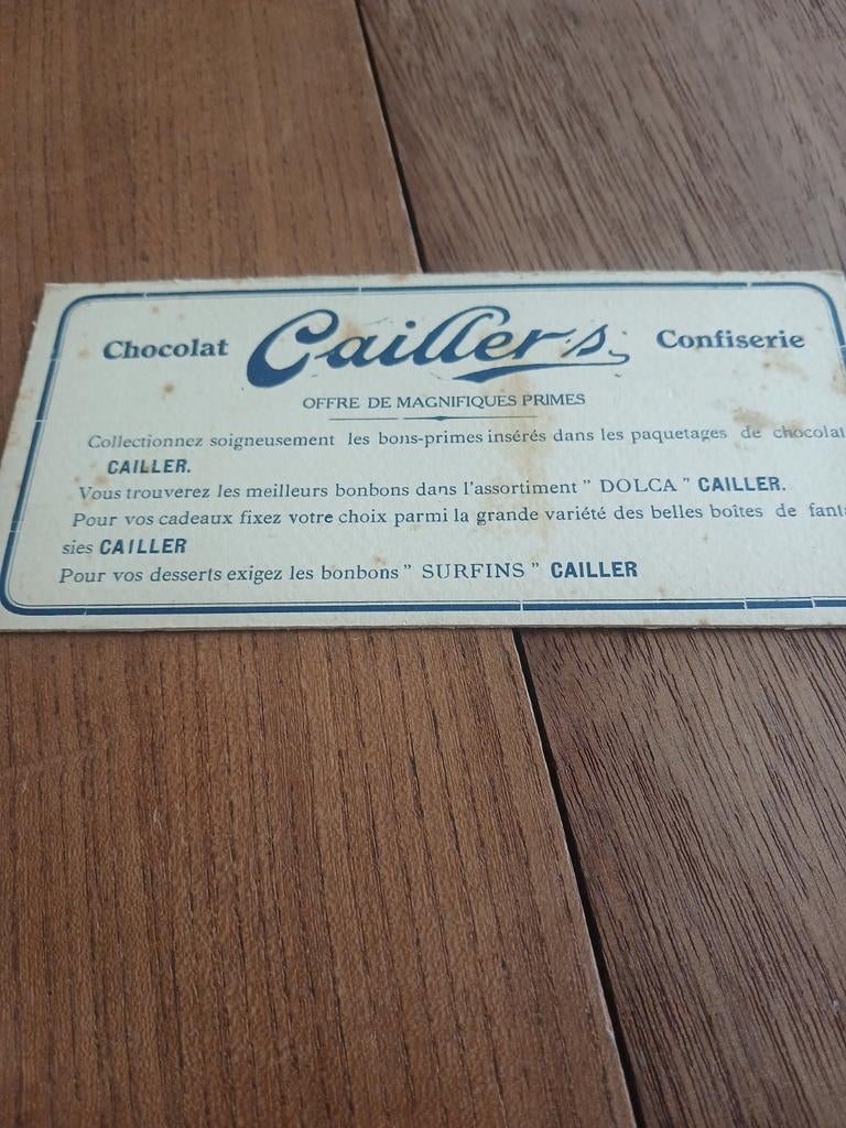 Chocolat cailler’s, Enlèvement ou Envoi