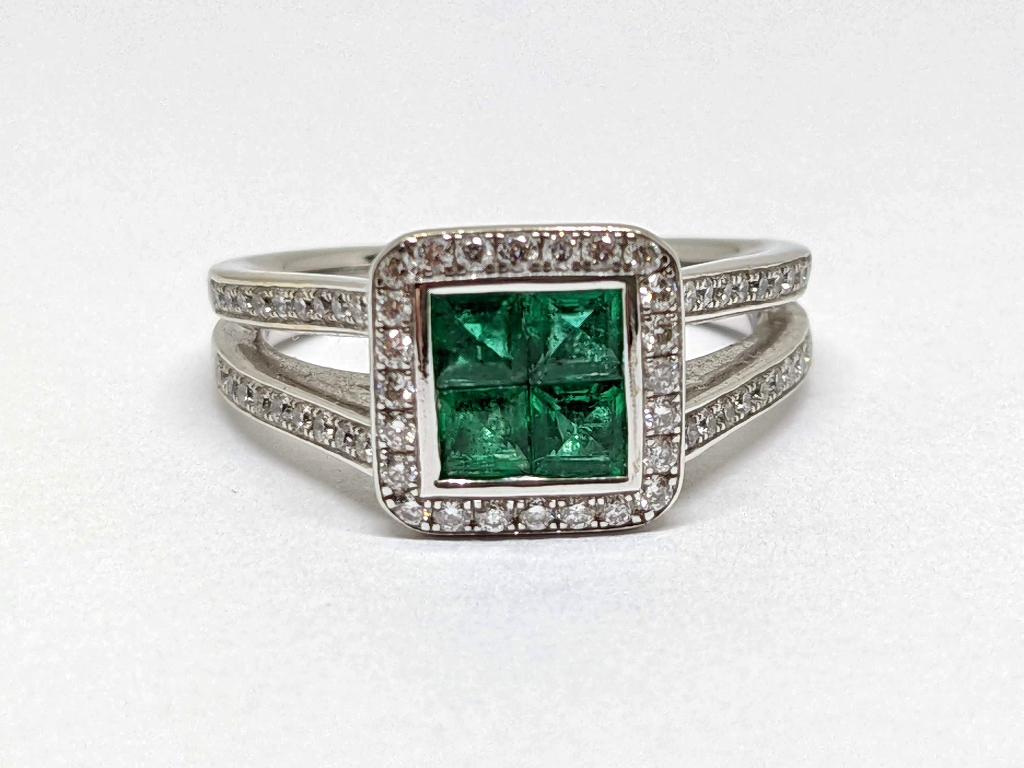 Diamant Smaragd Ring 1.62ct., Bijoux, Sacs & Beauté, Bagues, Neuf, Enlèvement ou Envoi, Or, Or