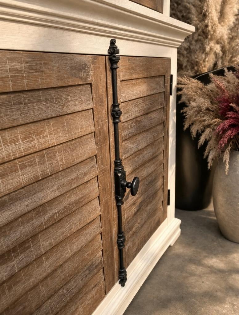 Massief houten buffetkast/vitrinekast art:90/26.1, Ophalen, Met deur(en), 200 cm of meer, 150 tot 200 cm