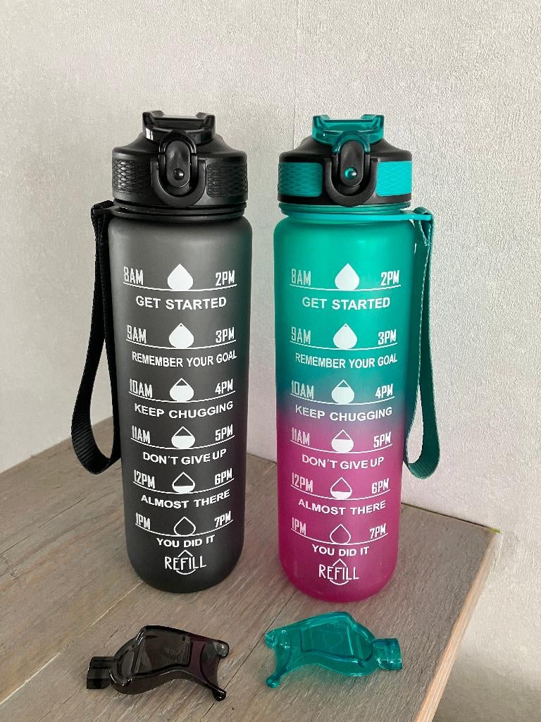 2 Motiverende drinkflessen met rietje Motivai, Ophalen of Verzenden, Gebruikt
