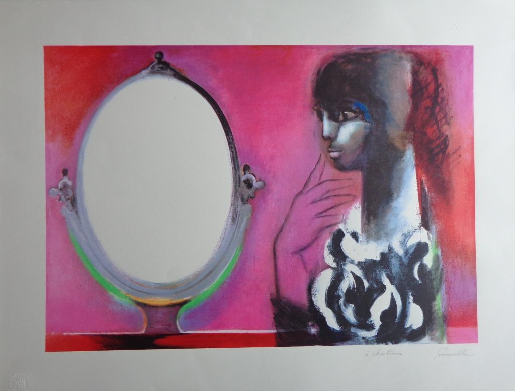 ROGER SOMVILLE / DE OPSCHIK / KLEURZEEFDRUK / 60x79cm / SIG, Antiquités & Art, Enlèvement ou Envoi