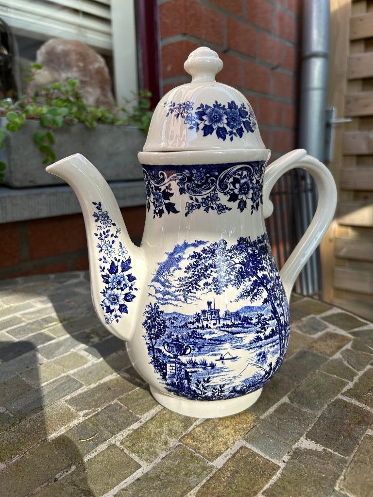 Koffiekan Ironstone broadhurst Staffordshire England blauw, Antiquités & Art, Enlèvement ou Envoi