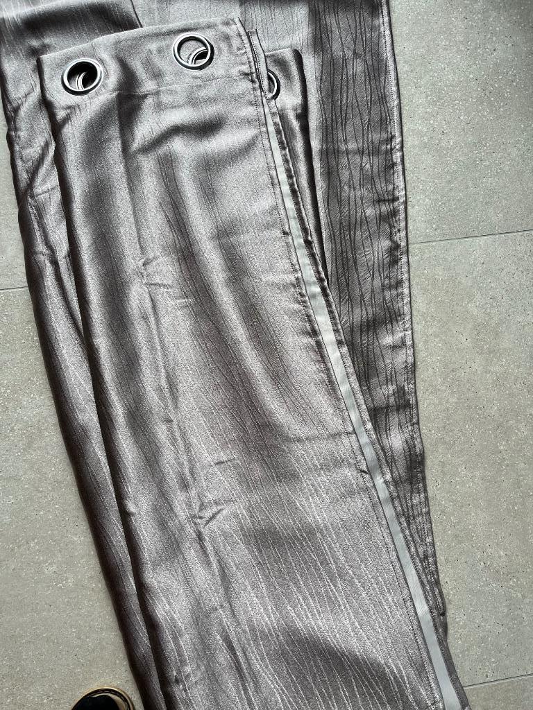Draperies met ringen., 100 tot 150 cm, 200 cm of meer, Grijs, Nieuw