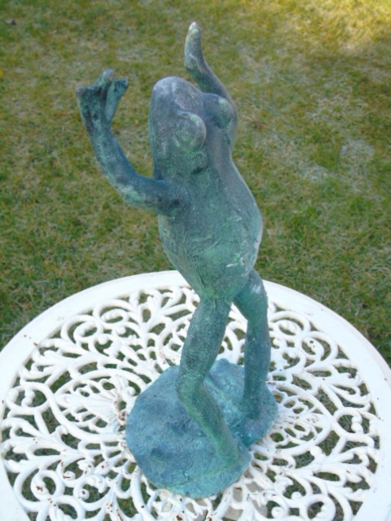 statue en fonte pat vert rouillé d une grenouille ., Jardin & Terrasse, Enlèvement, Neuf, Métal, Animal