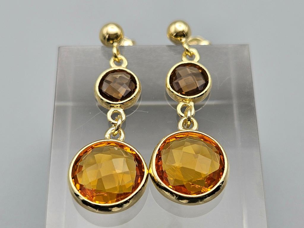 Boucles d'oreilles topazes citrines en or 14 carats sur arge, Bijoux, Sacs & Beauté, Boucles d'oreilles, Or, Avec pierre précieuse
