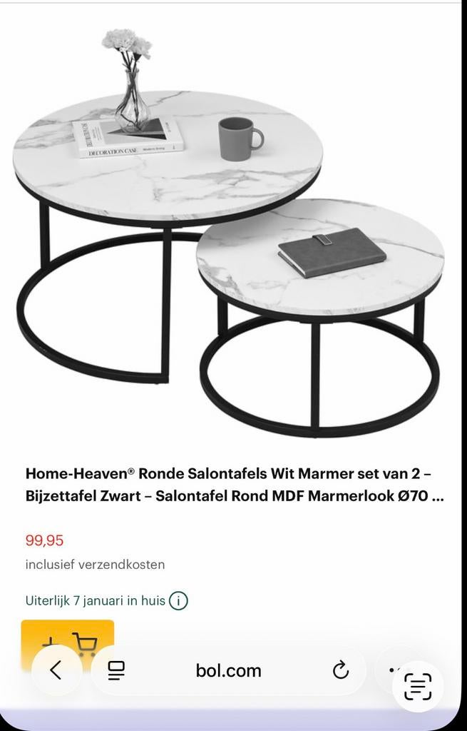 Marmer tafel, Huis en Inrichting, Tafels | Salontafels, Ophalen, Zo goed als nieuw, Rond