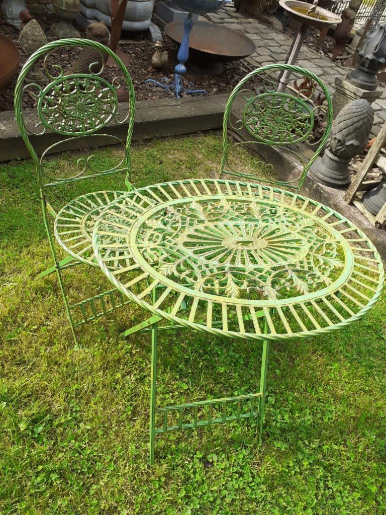 Tuinset, 2 stoelen en opklapbare tafel in smeedijzer en f, Tuin en Terras, Ophalen, Nieuw