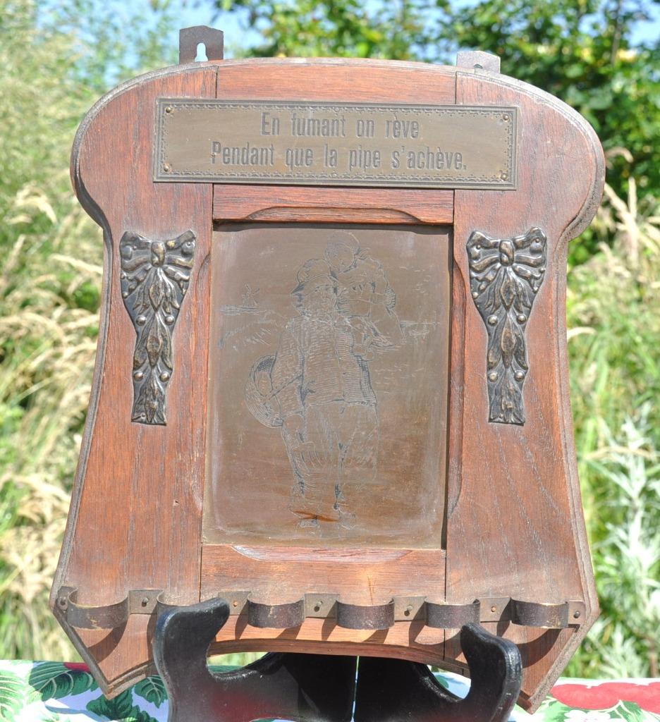 porte pipe bois et cuivre decor pecheur a l'enfant, Collections, Enlèvement ou Envoi, Utilisé, Autres types