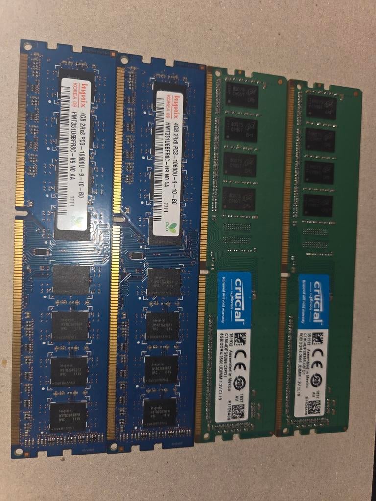 Crucial RAM ddr4 pc 2x8gb 2666mhz dual 50 eur pour les 16 GB, Computers en Software, RAM geheugen, Gebruikt, Desktop, 16 GB, DDR4