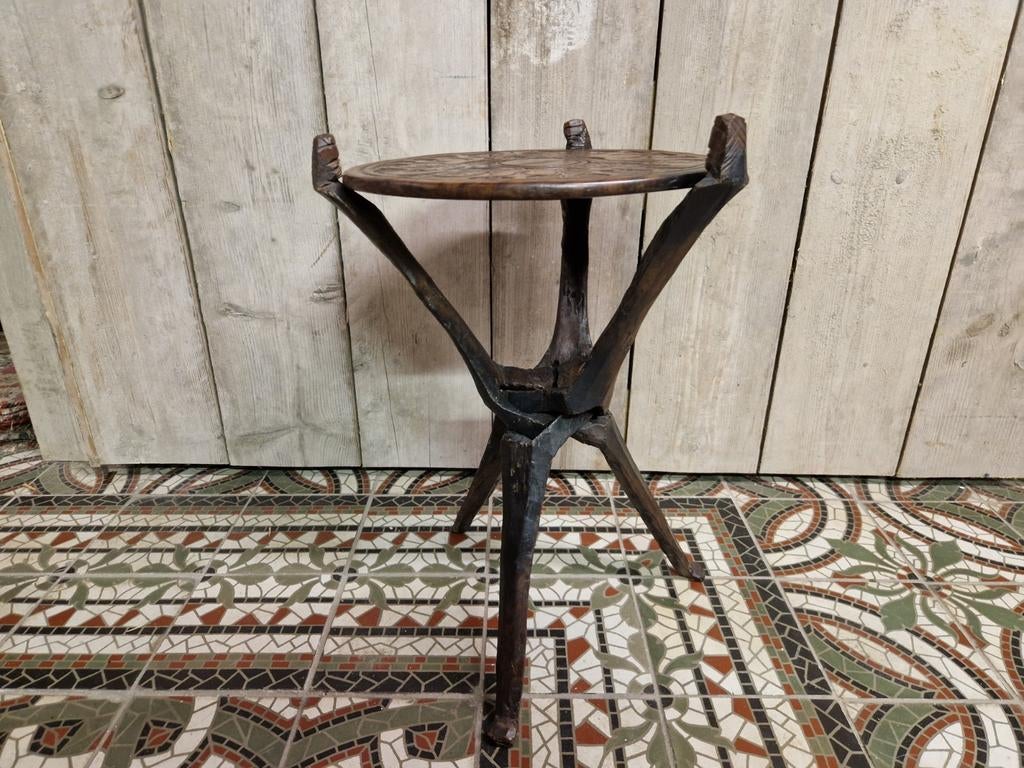 Vintage Afrikaanse plooi bijzettafeltje, Ophalen of Verzenden