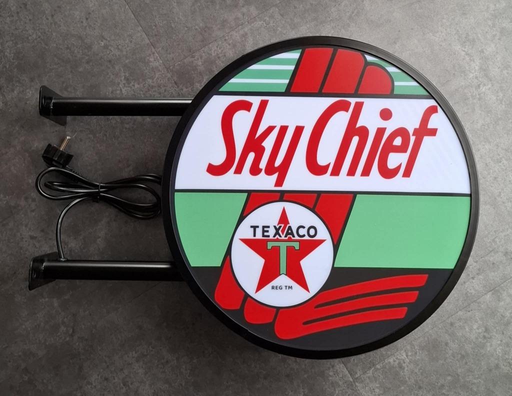 Sky Chief USA benzine dubbelzijdige reclame decoratie lamp, Verzamelen, Ophalen of Verzenden, Nieuw, Lichtbak of (neon) lamp