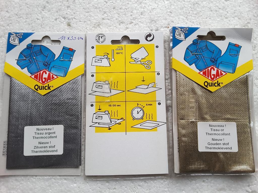 tissu thermocollant 11 x 30 cm argent ou or. Nigal Quick, Enlèvement ou Envoi, Neuf, Application