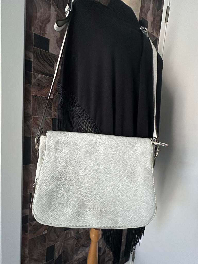 Witte schoudertas Mazarin, Handtassen en Accessoires, Ophalen of Verzenden, Gebruikt, Wit, Leer