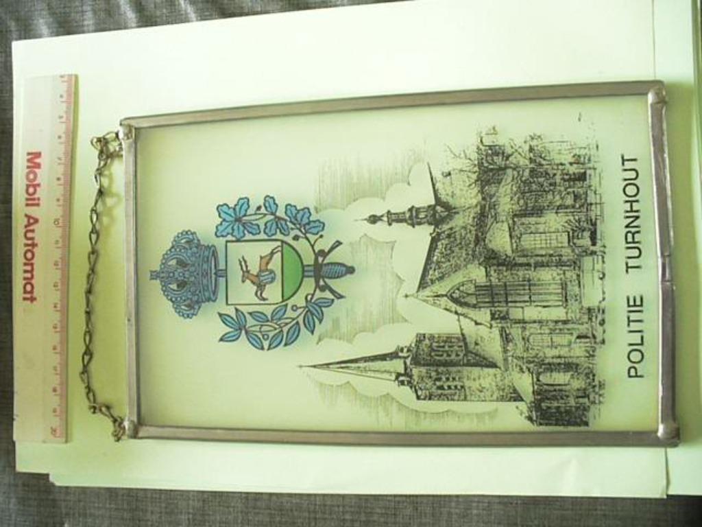 Glasraam met embleem Stedelijke Politie Turnhout, Envoi, Autres, Emblème ou Badge